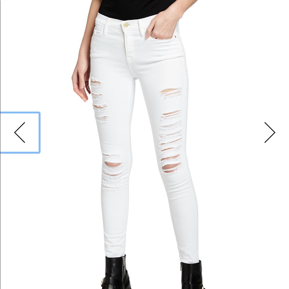 Destroyed White Frame High Wasted Skinny Jeans